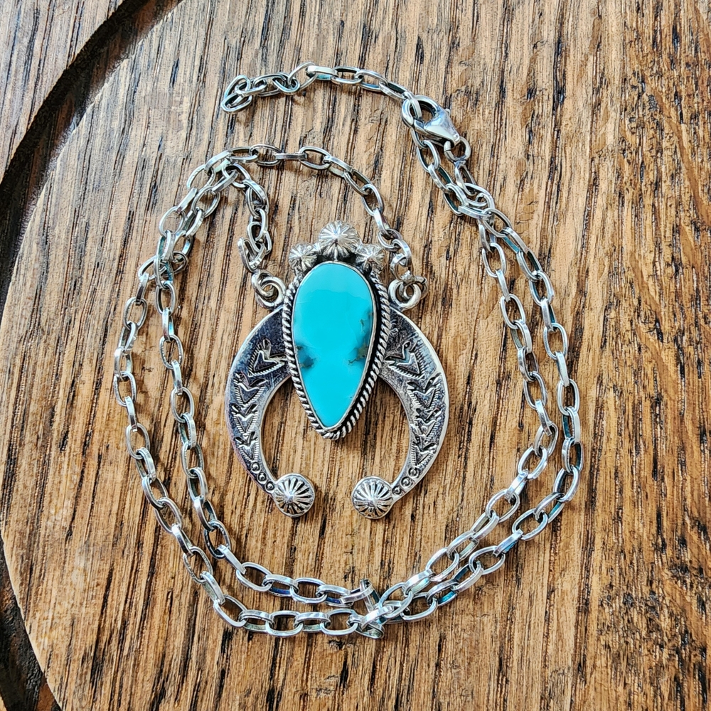 Sterling Silver and Turquoise Naja Pendant Necklace